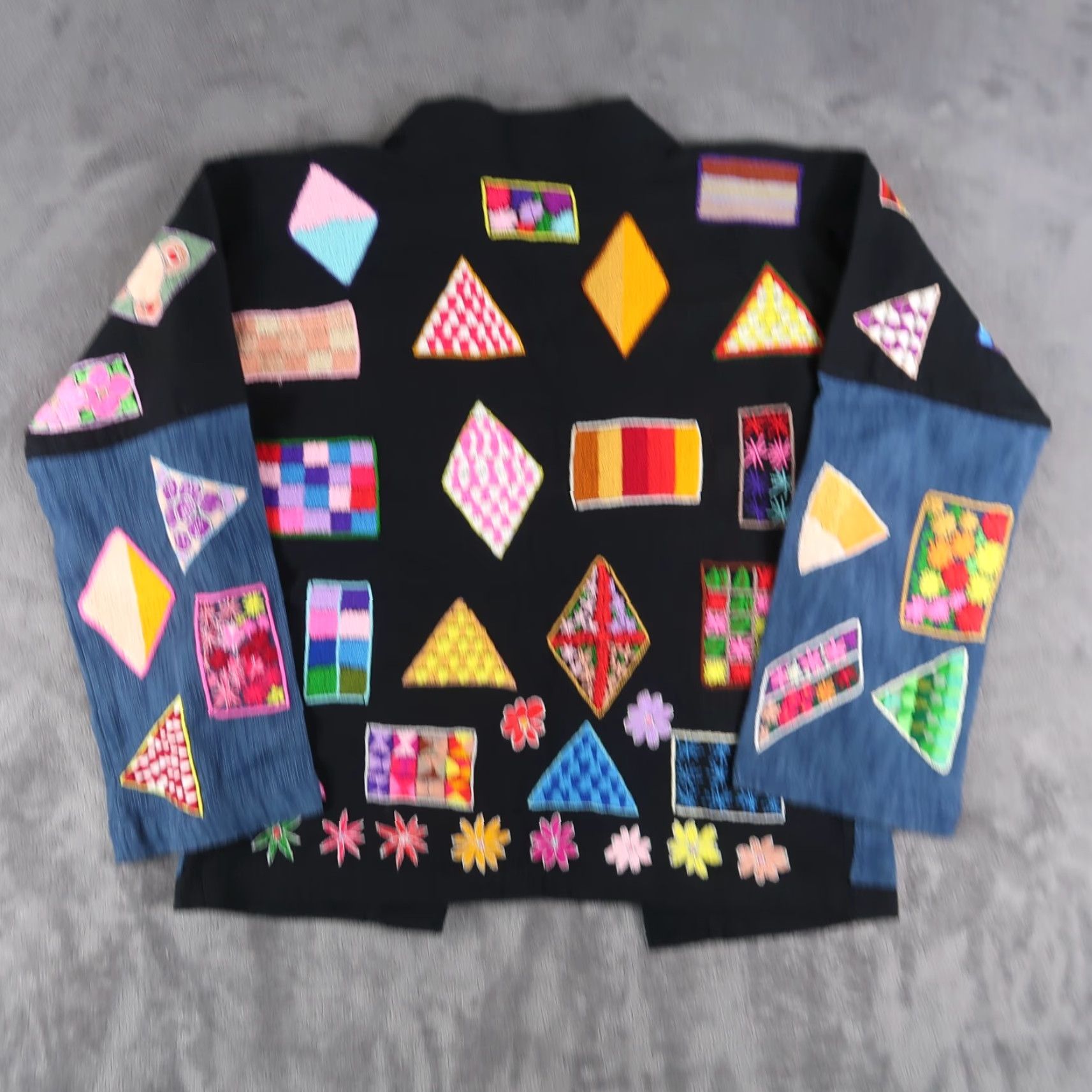 Vintage Handmade Cardigan Women One Size Black Hand Embroidered From Thailand Size ONE SIZE - 2 Thumbnail