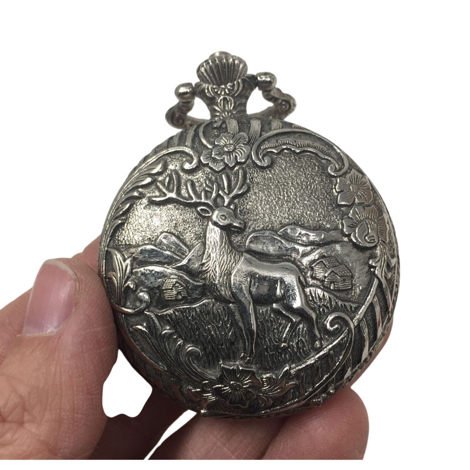 Other Vintage Details Quartz Hunter Pocket Watch with an Elk on th Size ONE SIZE - 6 Thumbnail