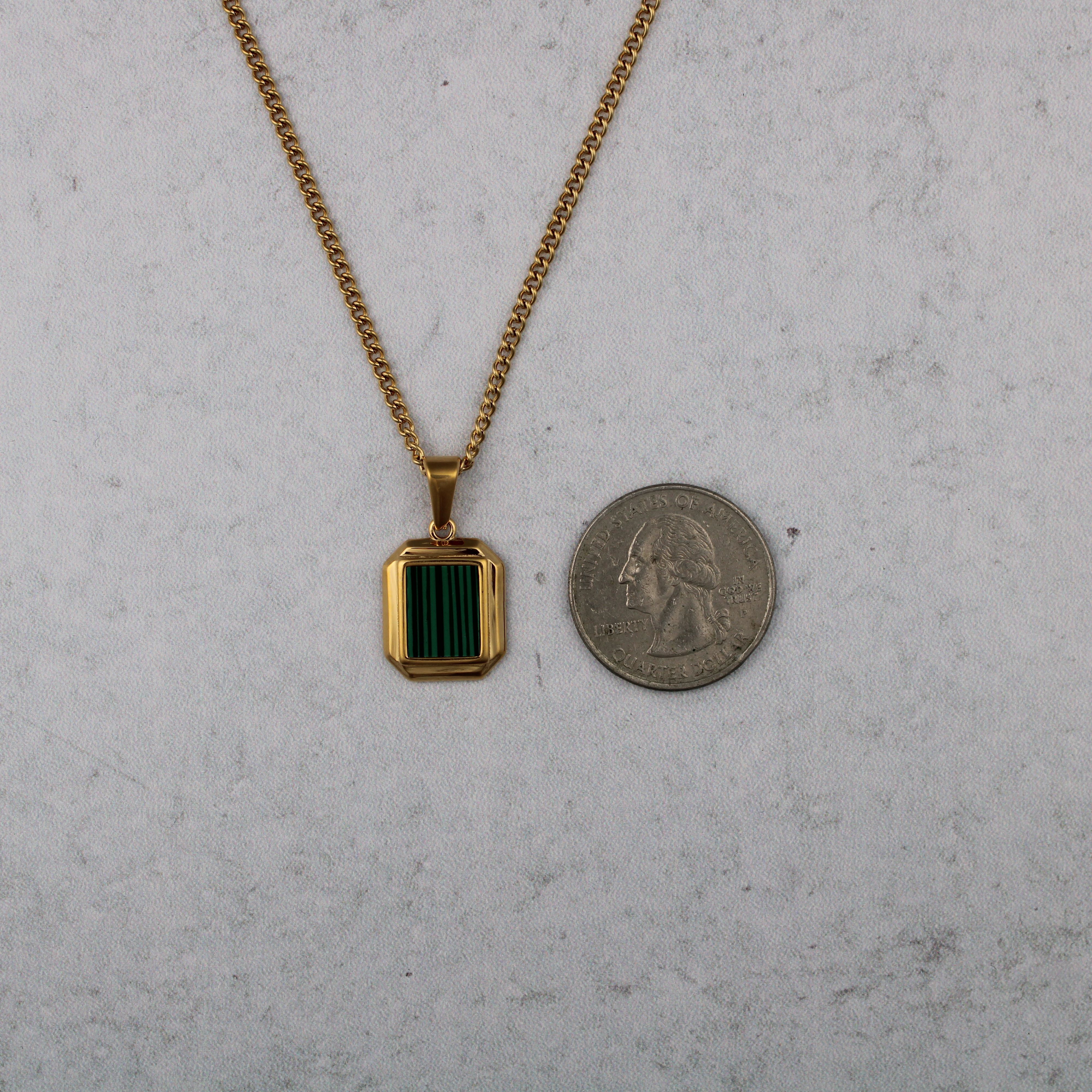 Jewelry Gold Mini Faux Malachite Pendant Necklace Size ONE SIZE - 7 Thumbnail