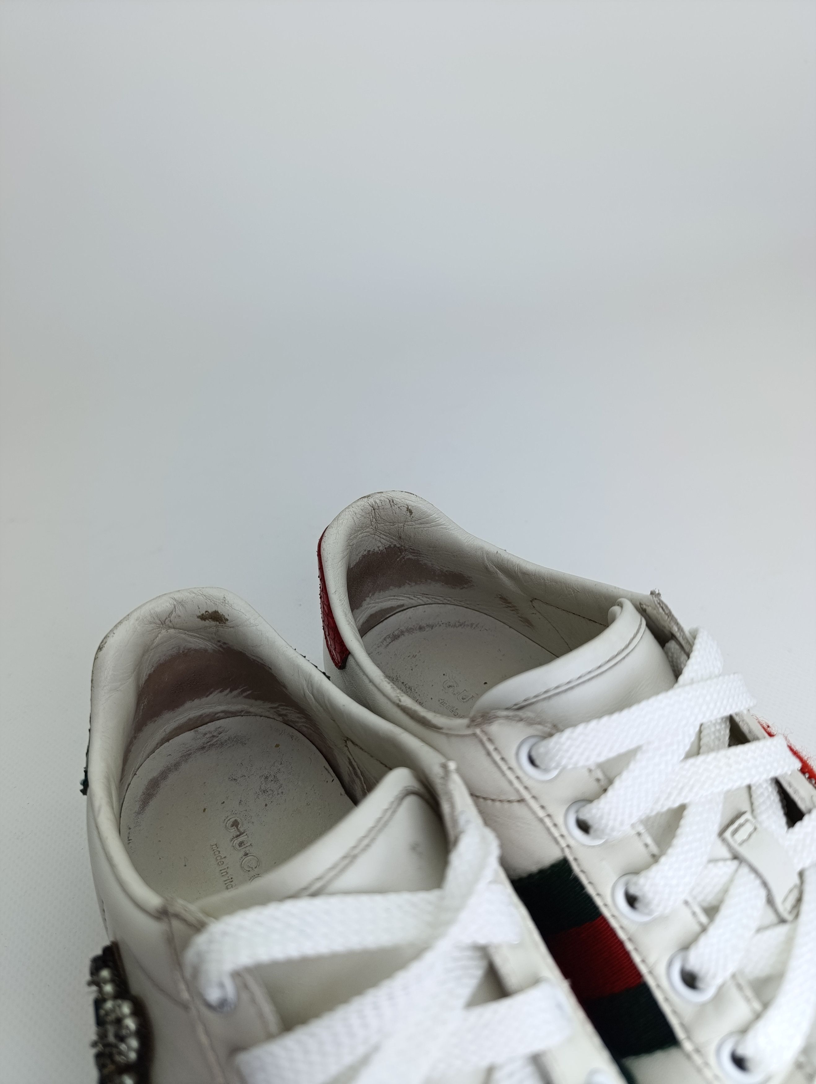 Gucci GUCCI ACE HEART DAGGER LEATHER SHOES EMBROIDERED SNEAKERS Size US 7 / IT 37 - 14 Thumbnail