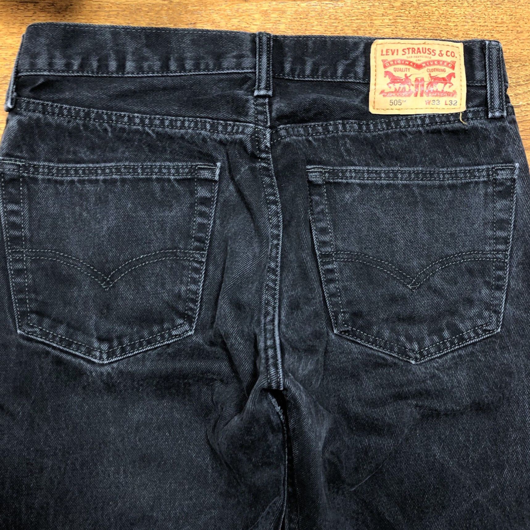 Levi's Levi's 505 Straight Jeans Mens 32x31 Denim Black 5-Pocket Zip Regular Fit Belt Loops Dark Wash Western Cowboy 80s 90s USA Size US 32 / EU 48 - 3 Thumbnail