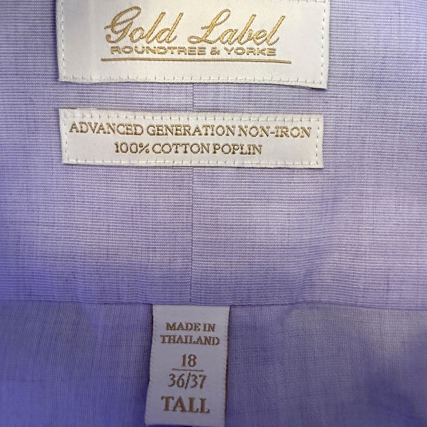 Roundtree & Yorke Roundtree & Yorke Dress Shirt Mens Tall Purple Non Iron Gold Label 18 36/37 Size 48R - 7 Thumbnail