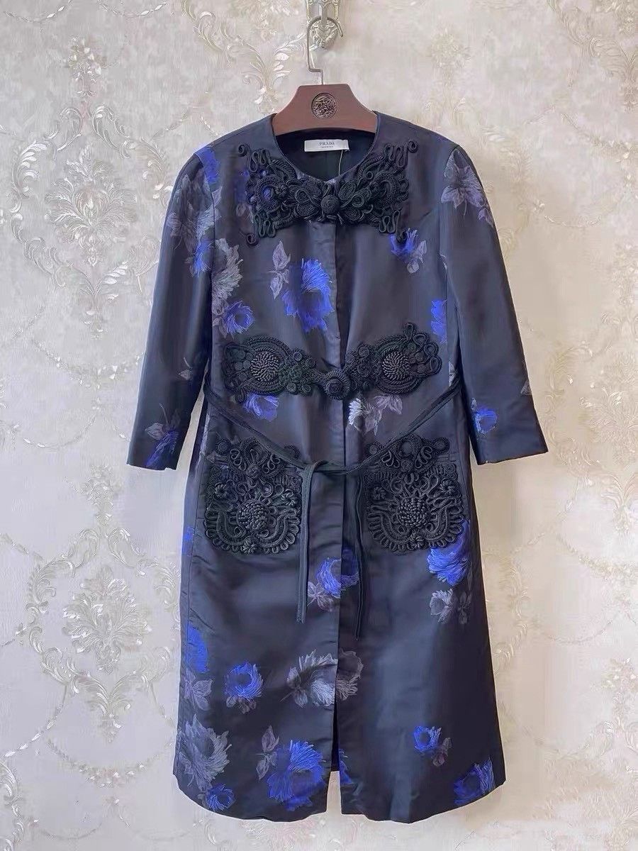 Prada Prada Silk Long Coat with Chinese Knots Size M / US 6-8 / IT 42-44 - 1 Thumbnail