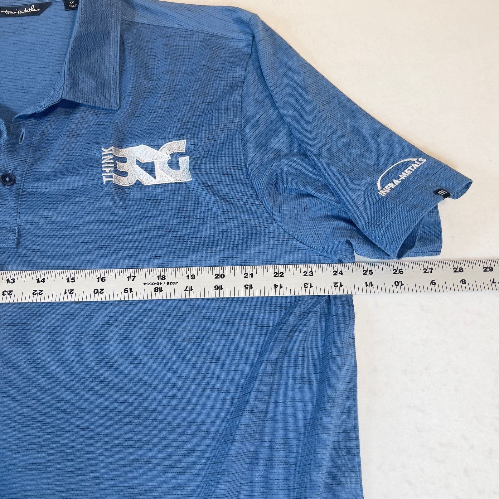 TravisMathew Travis Mathew Golf Polo Shirt Men's 2XL "Textured" Blue Size US XXL / EU 58 / 5 - 12 Thumbnail