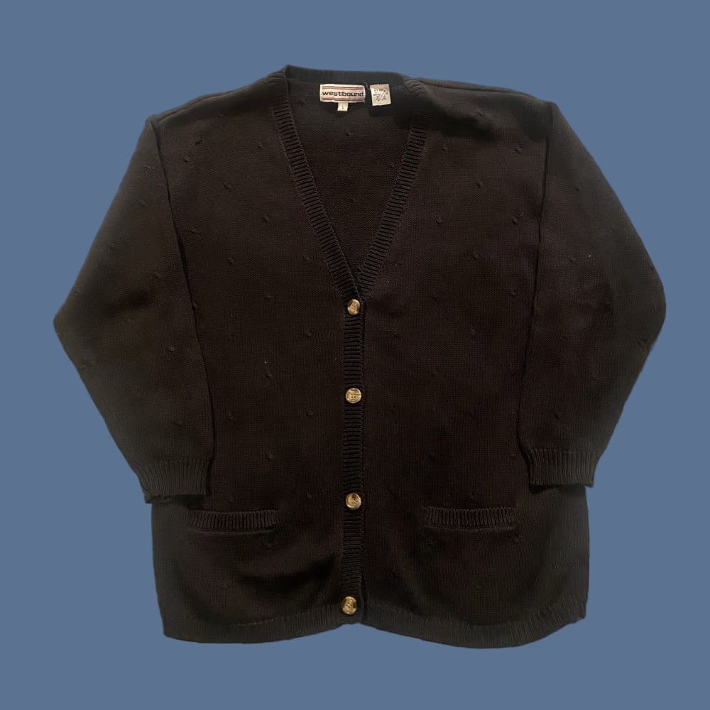 Vintage VINTAGE Westbound Black Knit Cardigan Sweater Unisex Adult Large L Grunge 90s Casual Womens Mens Size US L / EU 52-54 / 3 - 1 Thumbnail