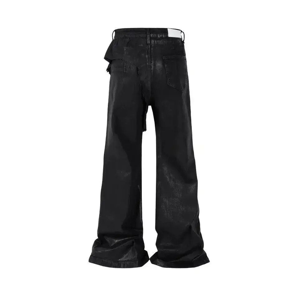 Japanese Brand Streetwear Wax Leather Stretch Hombre Baggy Flare Pants Size US 34 / EU 50 - 5 Thumbnail