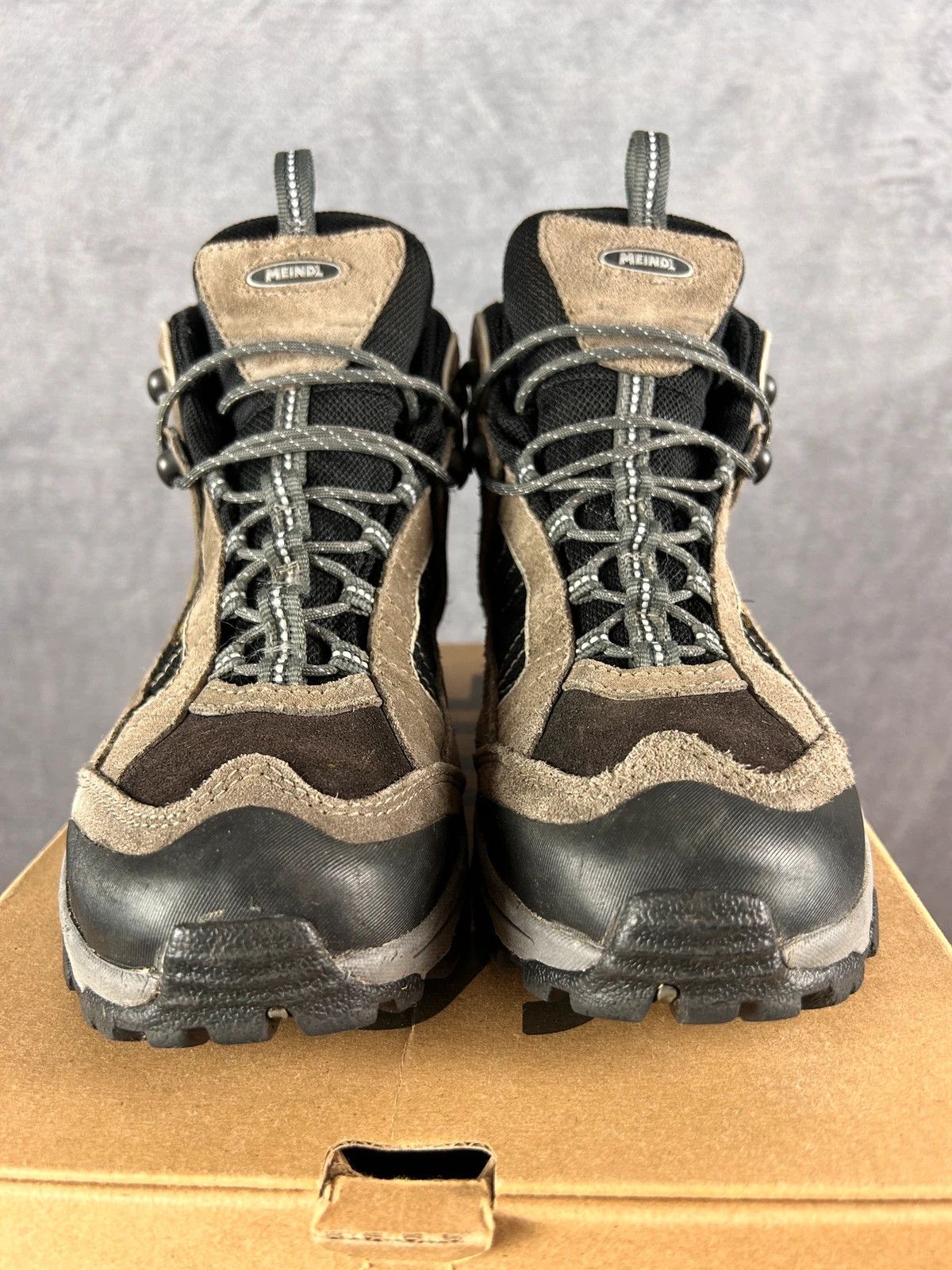 Vintage Meindl Gore-tex hiking high boots black grey mini logo Size US 7 / EU 40 - 6 Thumbnail