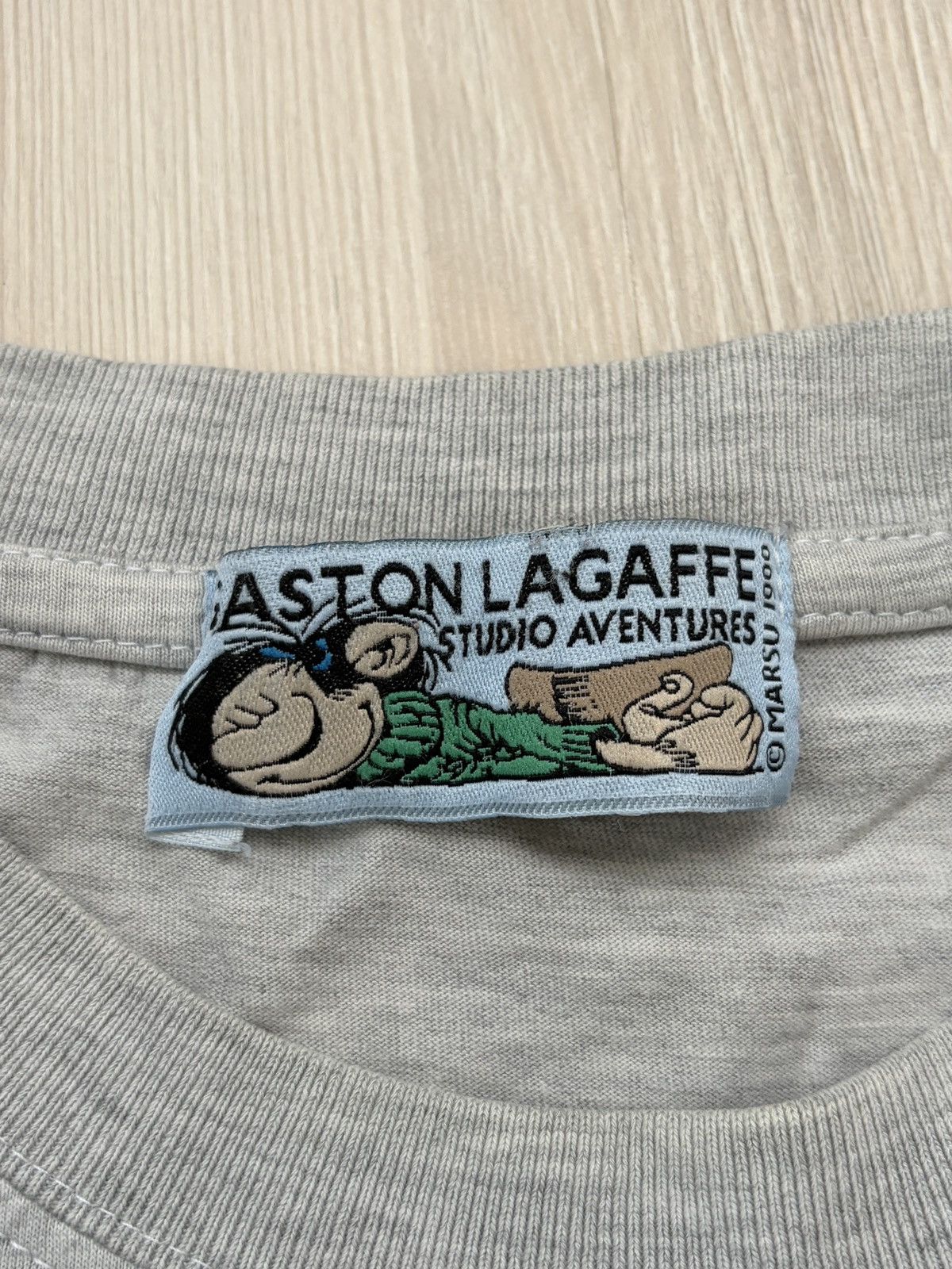 Vintage Gaston Lagaffe Comics 1999 MARSU Gray Wide T-shirt Size US L / EU 52-54 / 3 - 6 Thumbnail
