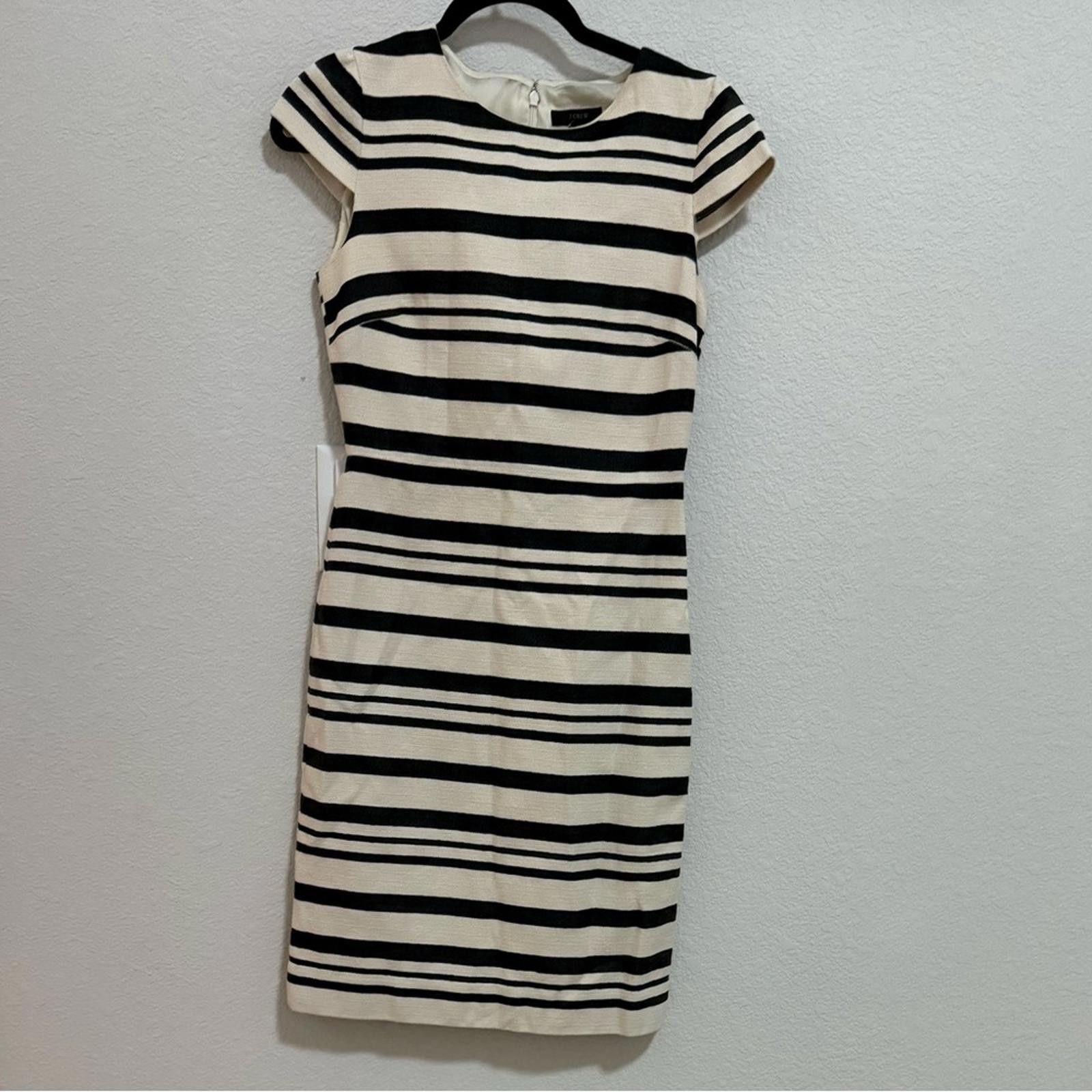 J.Crew J. Crew Double Stripe Cap Sleeve Sheath Dress Black White 0 Size XS / US 0-2 / IT 36-38 - 2 Thumbnail