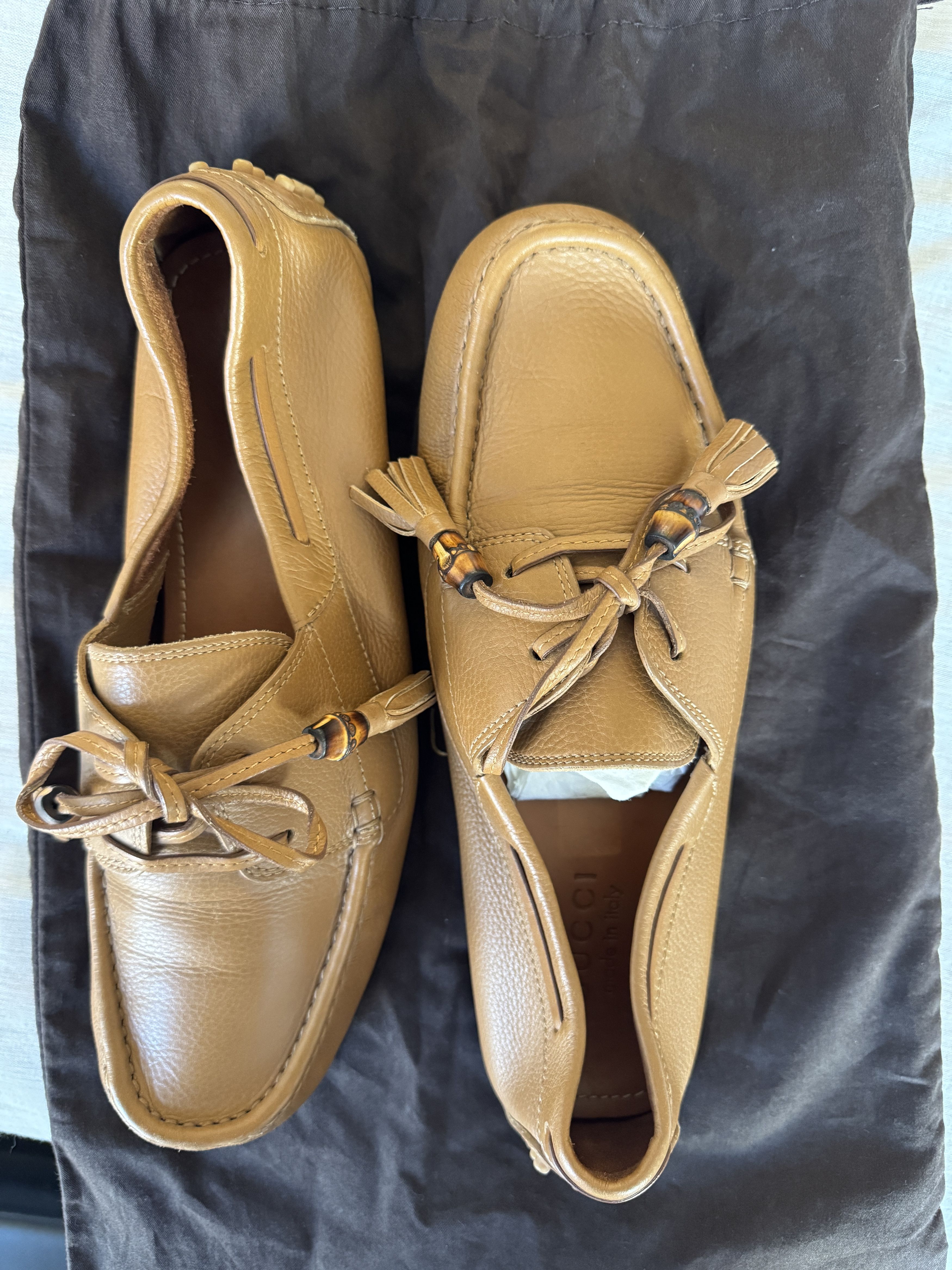 Gucci Gucci Men's Tan Drivers with Bamboo Size 8 Size US 8 / EU 41 - 1 Thumbnail