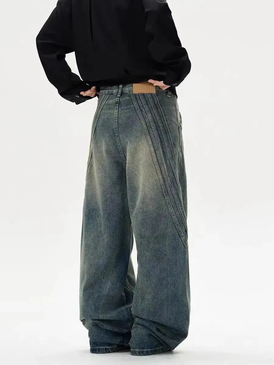 Japanese Brand Vintage street washed and distressed baggy micro flare jeans Size US 32 / EU 48 - 4 Thumbnail