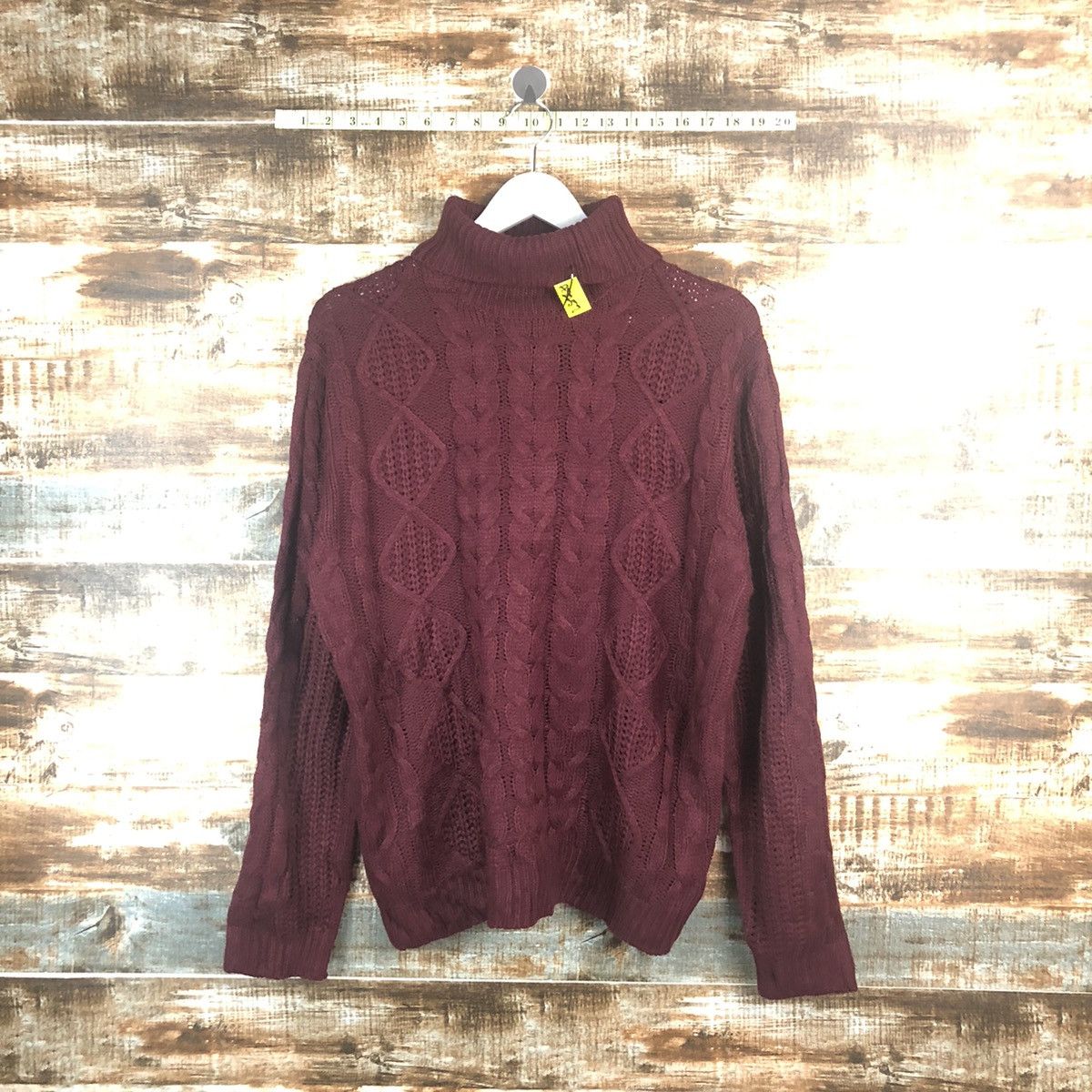Japanese Brand Mono Mart Maroon cable Knitwear #A2257 Size US M / EU 48-50 / 2 - 1 Thumbnail