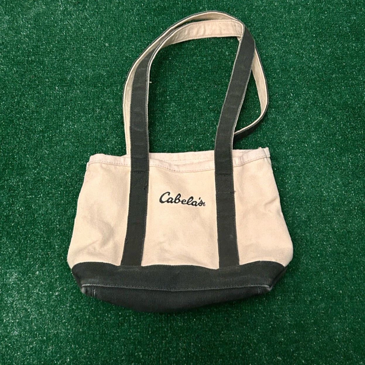 Vintage VINTAGE Cabela’s Tote Bag Small Canvas Green Lined 1980s Unisex Adults Beige Rare Bean Style Tote Size ONE SIZE - 2 Thumbnail