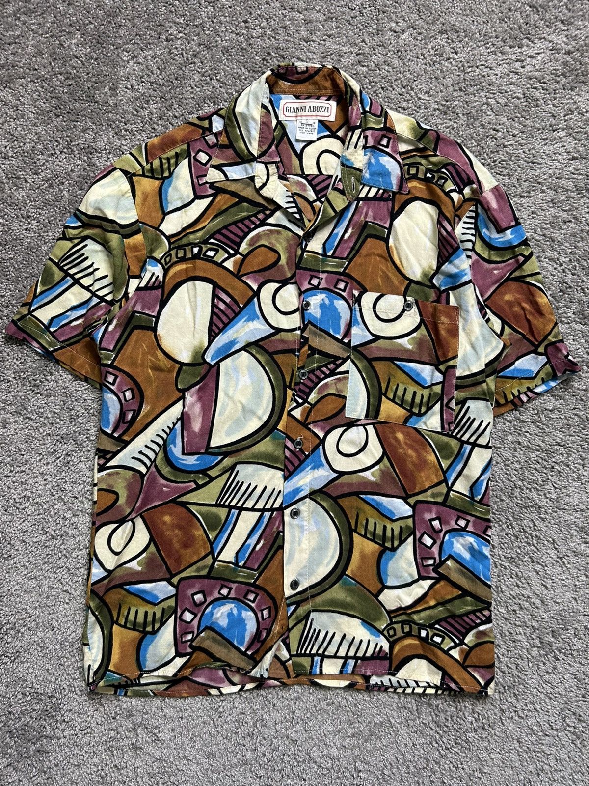 Vintage Vintage 70s Gianni Abozzi Rayon AOP Art Short Sleeve Button Size US M / EU 48-50 / 2 - 1 Thumbnail