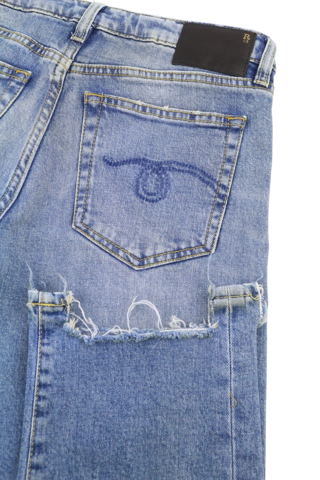 R13 BOY STRAIGHT W RIPS 27 Jasper Stretch Low Rise Blue 87167 Size 27" / US 4 / IT 40 - 6 Thumbnail