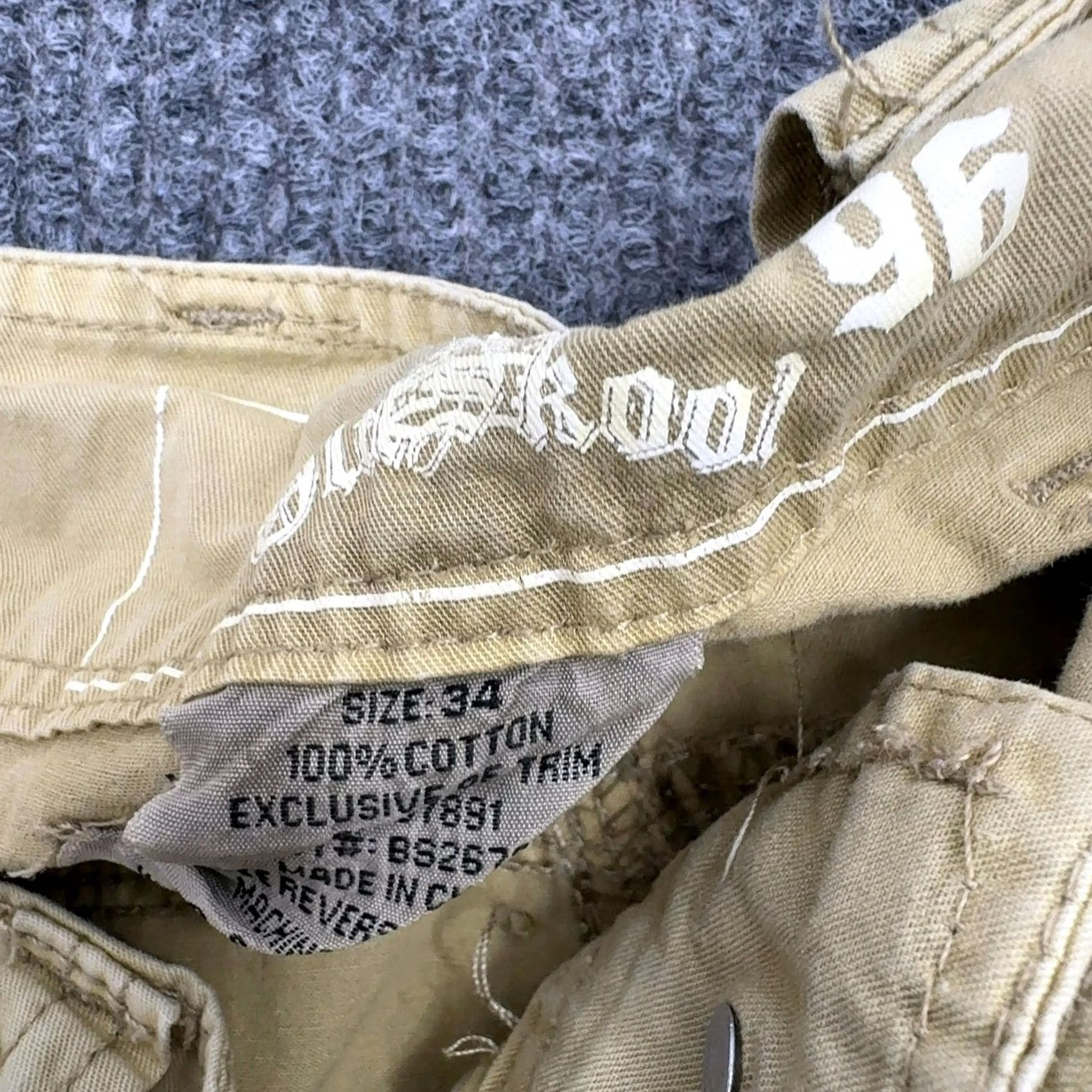Vintage Old Skool Cargo Shorts Mens 34 Tan Cotton Baggy Pockets Skater Y2K Streetwear Size US 37 - 6 Thumbnail