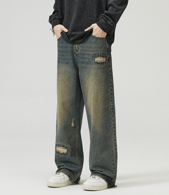 Japanese Brand × Jean Vintage washed distressed loose wide-leg ripped baggy jeans Size US 32 / EU 48 - 3 Thumbnail