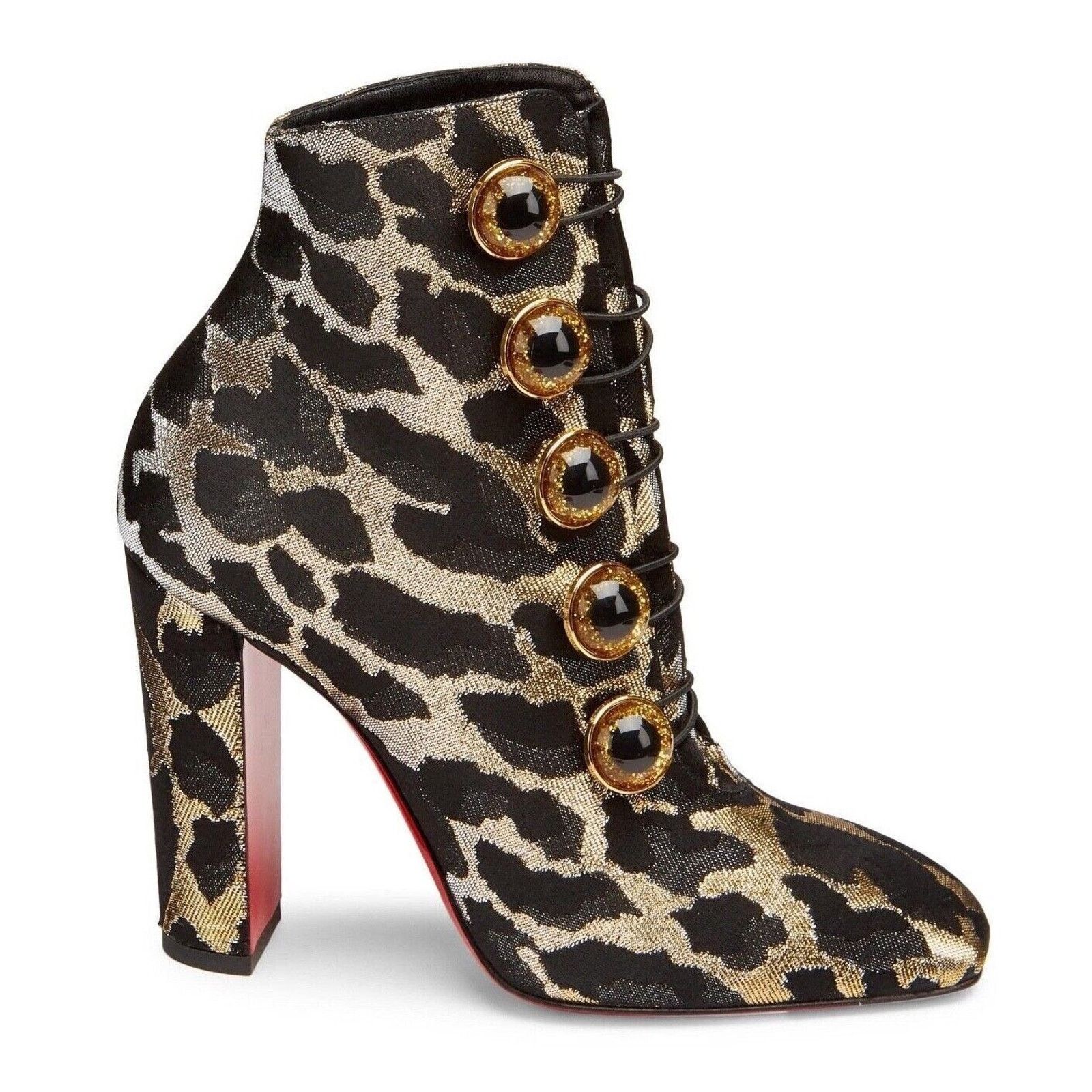 Christian Louboutin Christian Louboutin Lady See 100 Black Gold Lurex Feline Size US 7.5 / IT 37.5 - 1 Thumbnail