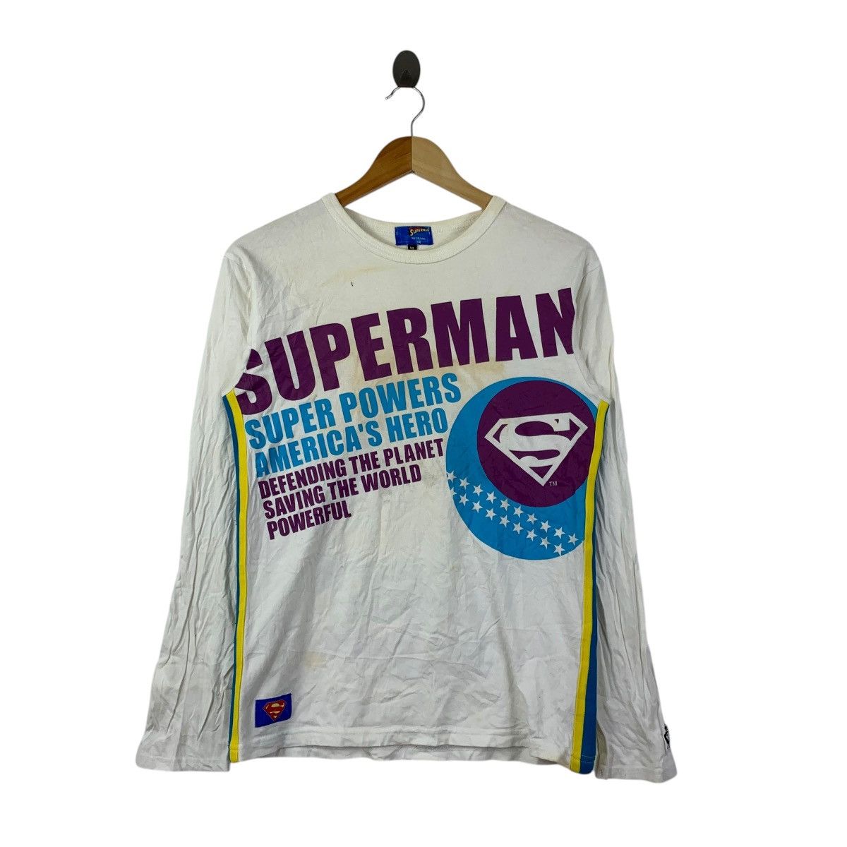 DC Comics Vintage Superman DC Comics Long Sleeve Graphic Tee White Size US M / EU 48-50 / 2 - 1 Thumbnail