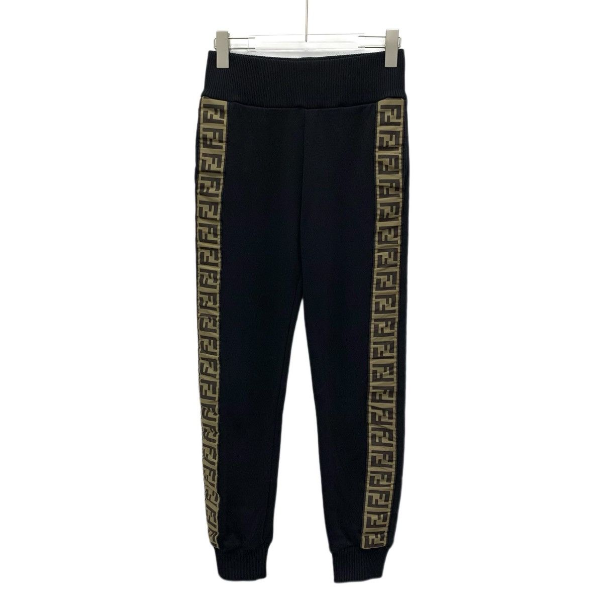 Fendi Fendi Black Side Logo Cotton Cuffed Casual Sweatpants K26WX Size 26" / US 2 / IT 38 - 1 Thumbnail