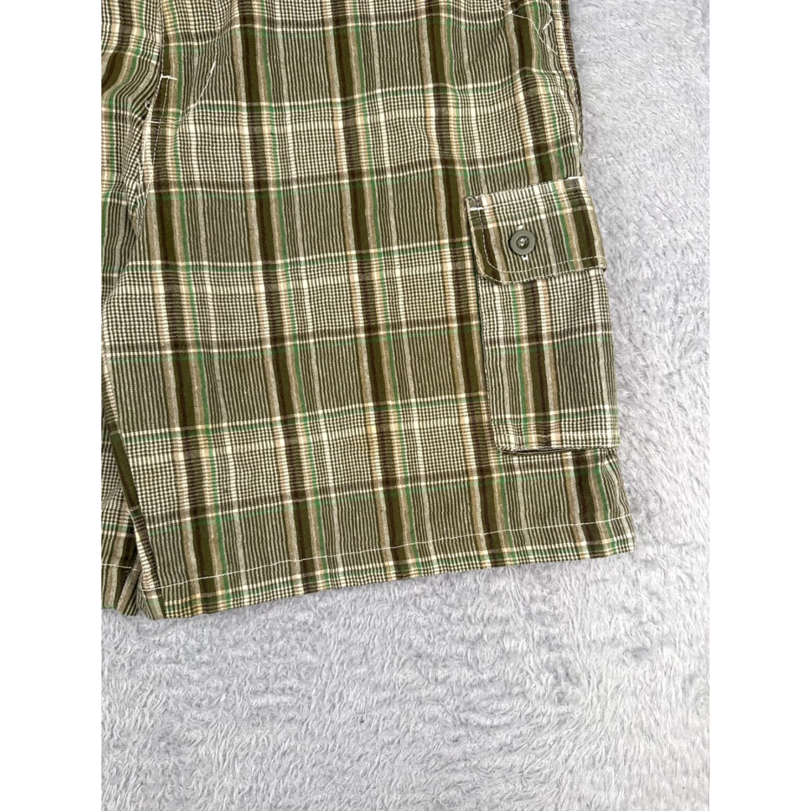 Vintage Sofich Mens Shorts Cargo Plaid Green 40 Cotton Blend Hike Skate Casual 9" Size US 40 / EU 56 - 2 Thumbnail