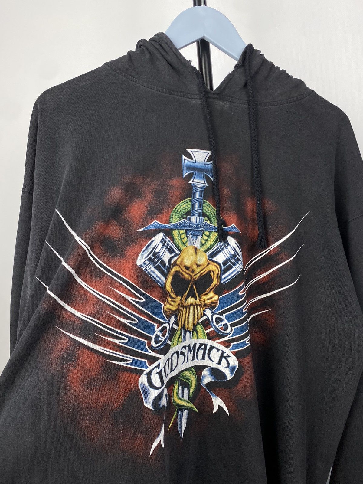 Band Tees × Vintage Vintage 90s Faded Godsmack hoodie Metal Deftones Size US XL / EU 56 / 4 - 3 Thumbnail