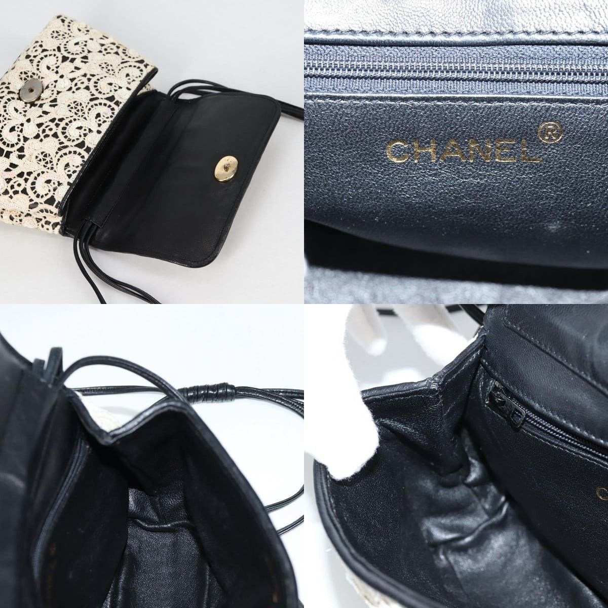 Chanel Chanel Sequin Shoulder Bag Leather White Gold CC Size ONE SIZE - 7 Thumbnail