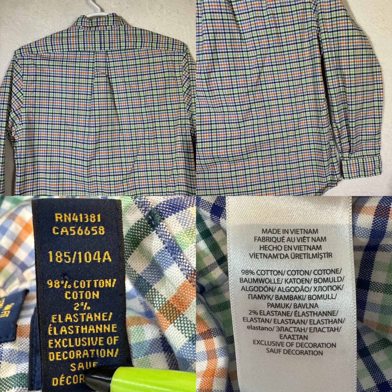 Ralph Lauren Ralph Lauren Shirt Mens XL Blue Green Orange Plaid Stretch Oxford Slim Fit Polo Shirts Polo Pony Embroidered Button-Down Classic Preppy Size US XL / EU 56 / 4 - 9 Thumbnail