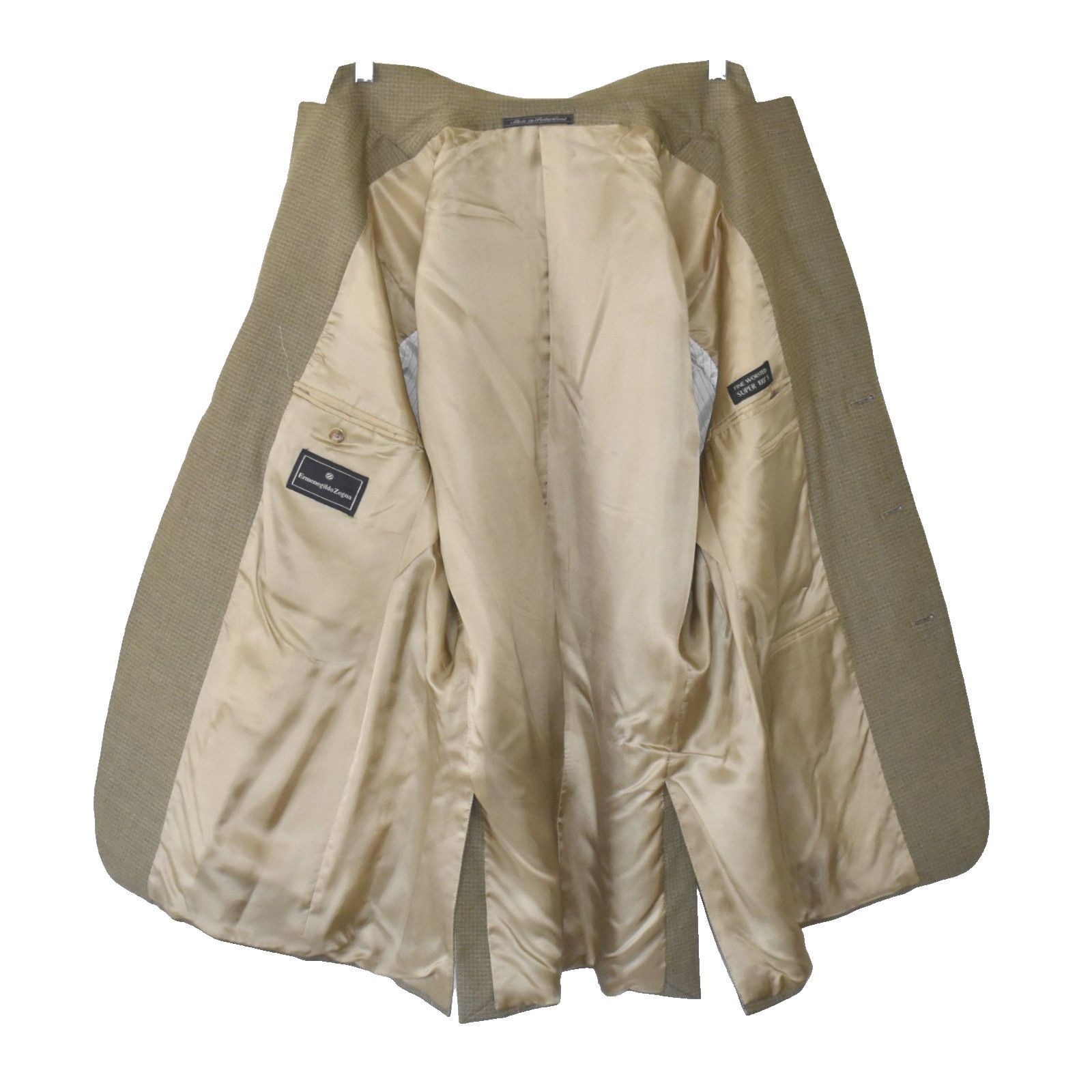 Ermenegildo Zegna ERMENEGILDO ZEGNA Beige 3 Button Fine Worsted Blazer Size 54 Size 54R - 3 Thumbnail