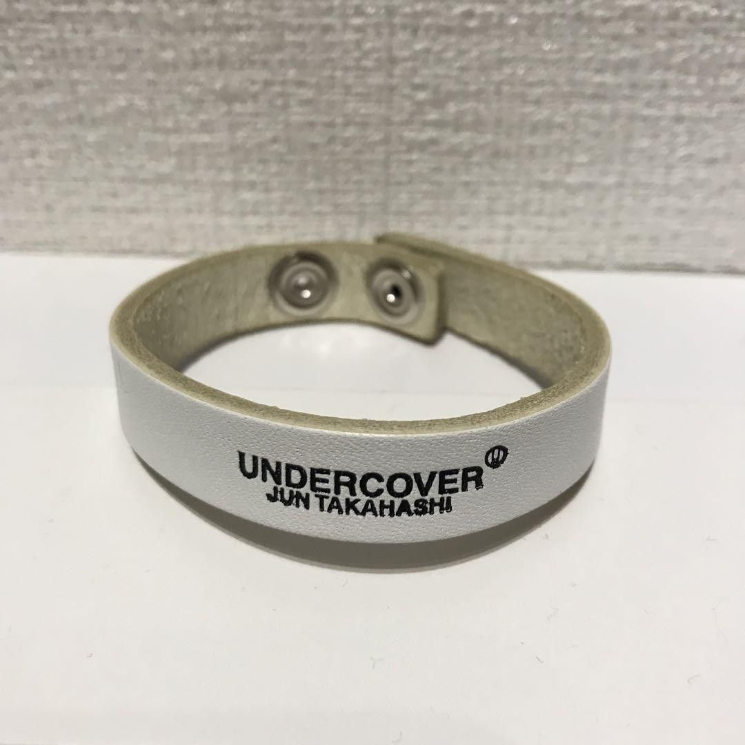 image of Undercover Logo Leather Bracelet in White, Men's