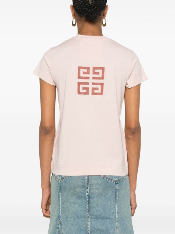 Givenchy o1srvl11e0924 4G Slim Cotton T-Shirt in Light Pink Size L / US 10 / IT 46 - 4 Thumbnail