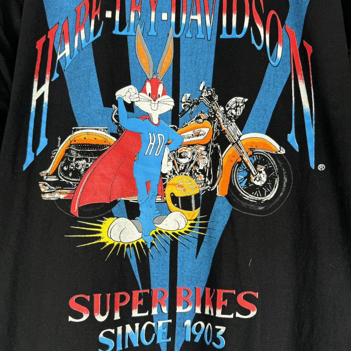 Harley Davidson Vintage 1993 Harley Davidson X Looney Tunes Bugs T Shirt Size US XL / EU 56 / 4 - 3 Thumbnail