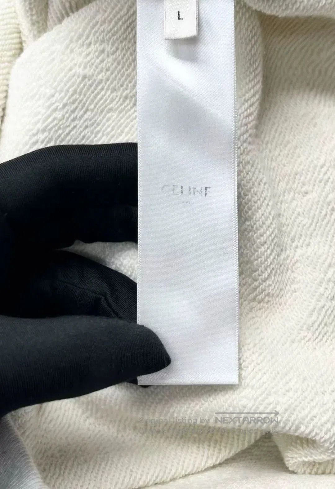 Celine celine logo short sweatshirt in light gray. Size L / US 10 / IT 46 - 8 Thumbnail