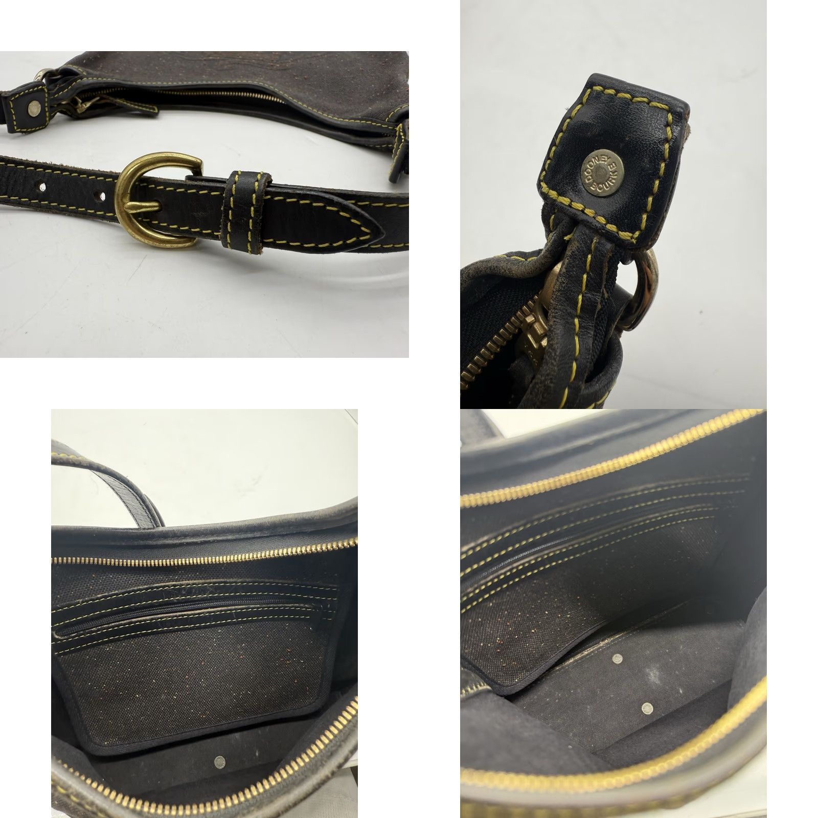 Dooney & Bourke Dooney & Bourke Logo Canvas Shoulder Bag Hobo Black Satchel/Top Handle Womens Canvas Leather Logo Pattern Bag Size ONE SIZE - 9 Thumbnail