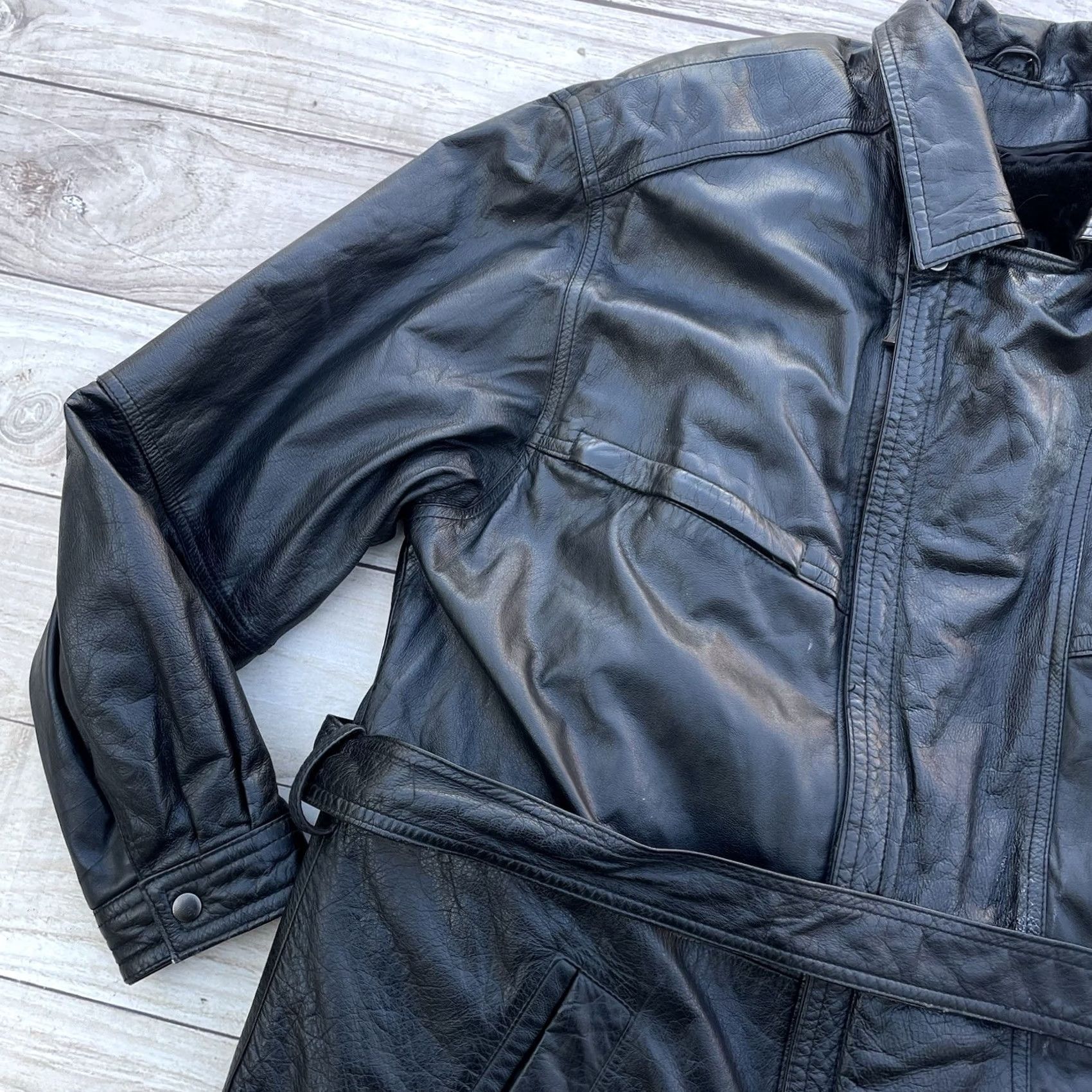 Vintage Wilsons Leather Jacket Bomber Jacket Pockets Fur Lined Black XL Mens coat Stand-Up Collar 90s Classic Outdoor Leather Zip Size US XL / EU 56 / 4 - 3 Thumbnail