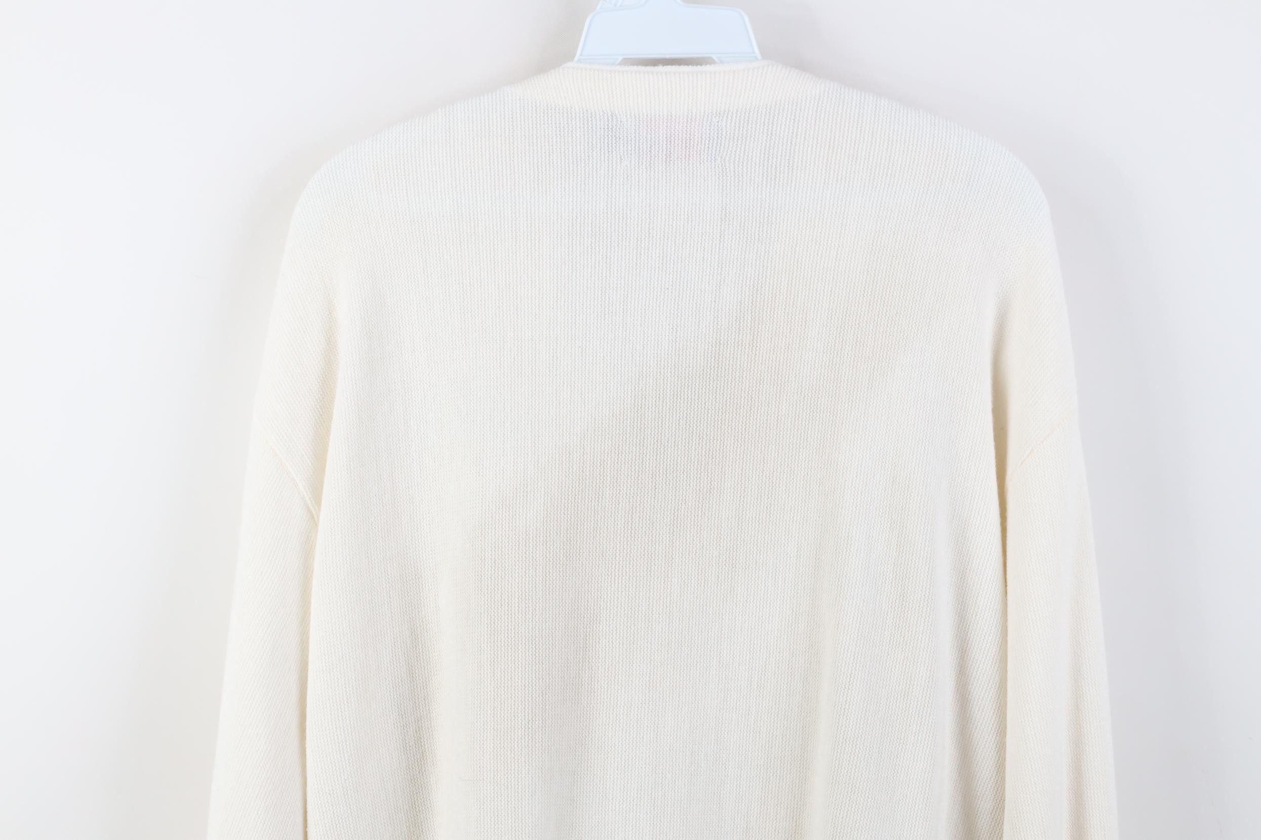 Vintage Vintage 70s Streetwear Blank Knit Cardigan Sweater White USA Size US XL / EU 56 / 4 - 12 Thumbnail