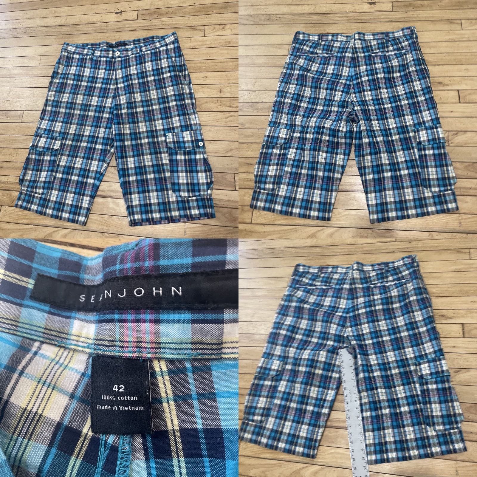 Sean John Sean John Cargo Shorts Mens 42 Y2k Streetwear Hip Hop Baggy Skate Bermuda 42x16 Blue Plaid Cargo Pants Style Styles Womens? No Size US 42 / EU 58 - 9 Thumbnail