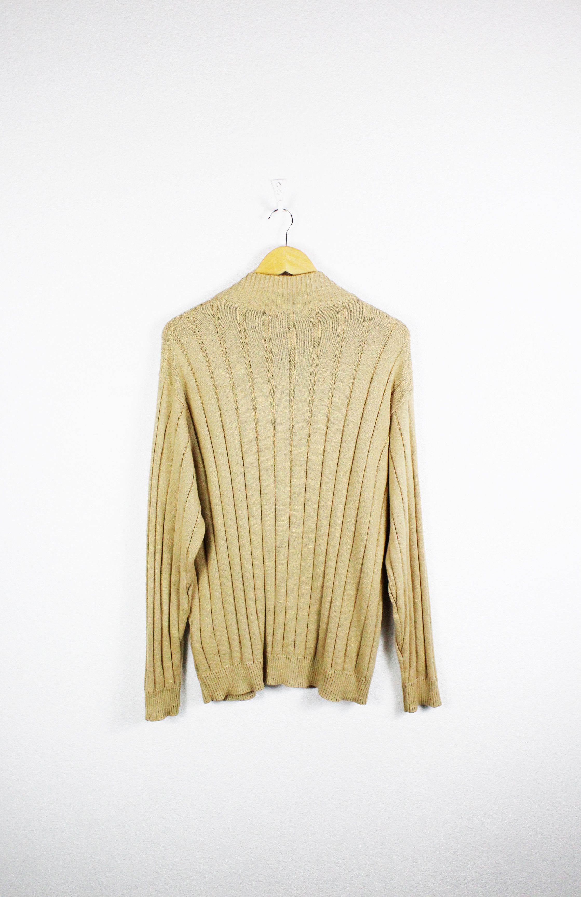 Burberry Burberry Knight Logo Beige Ribbed Zip Track Sweater Jumper Size US XXL / EU 58 / 5 - 5 Thumbnail