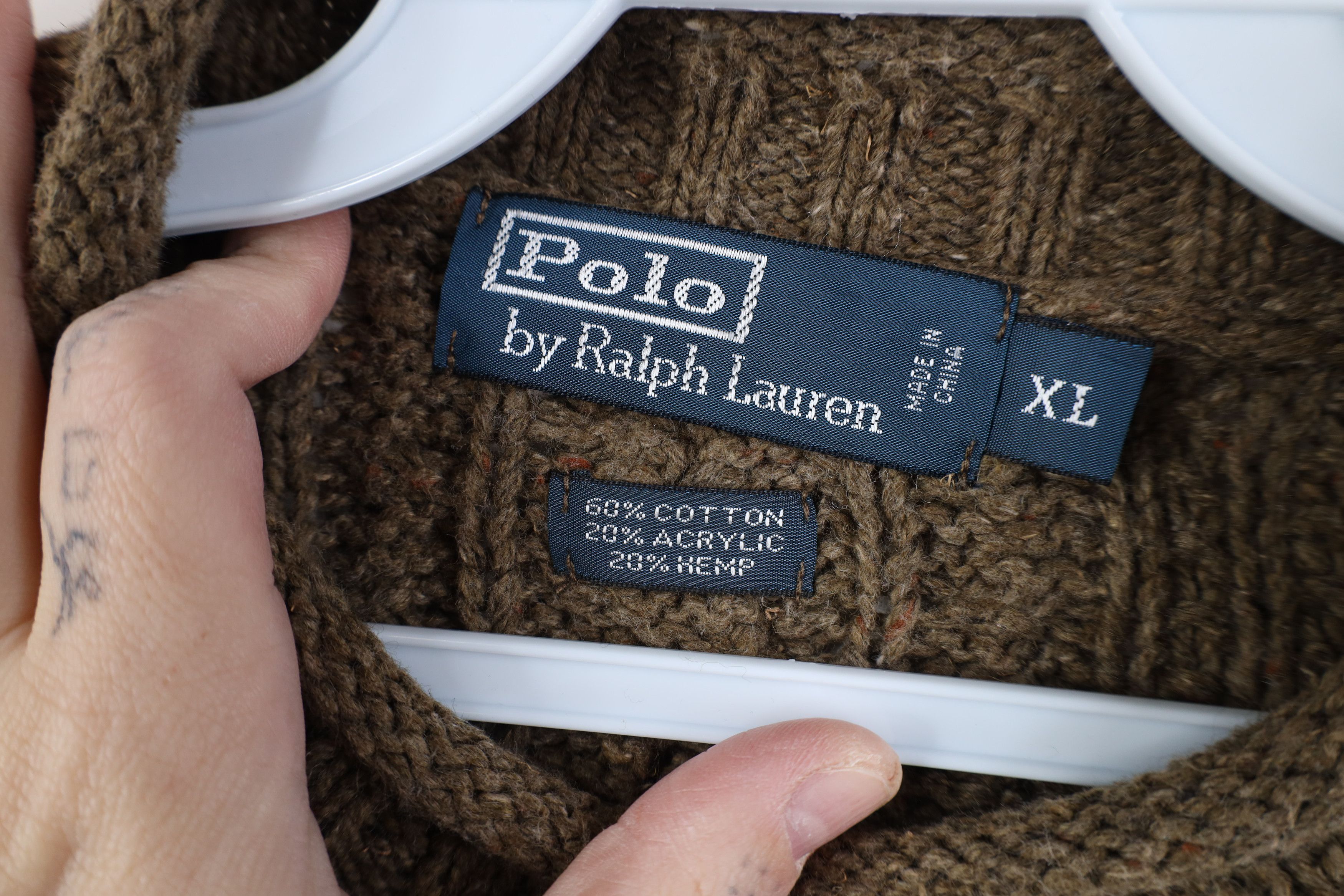 Ralph Lauren Vintage 90s Ralph Lauren Chunky Cable Knit Fisherman Sweater Size US XL / EU 56 / 4 - 5 Thumbnail
