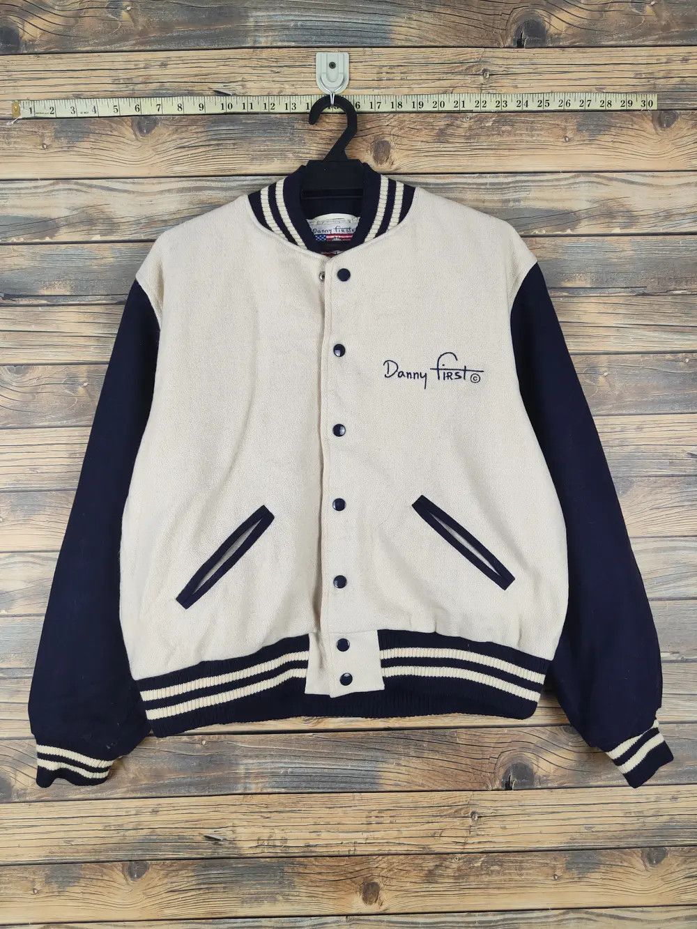 Japanese Brand Danny First Navy Cream Varsity Jackets #W1071 Size US S / EU 44-46 / 1 - 6 Thumbnail
