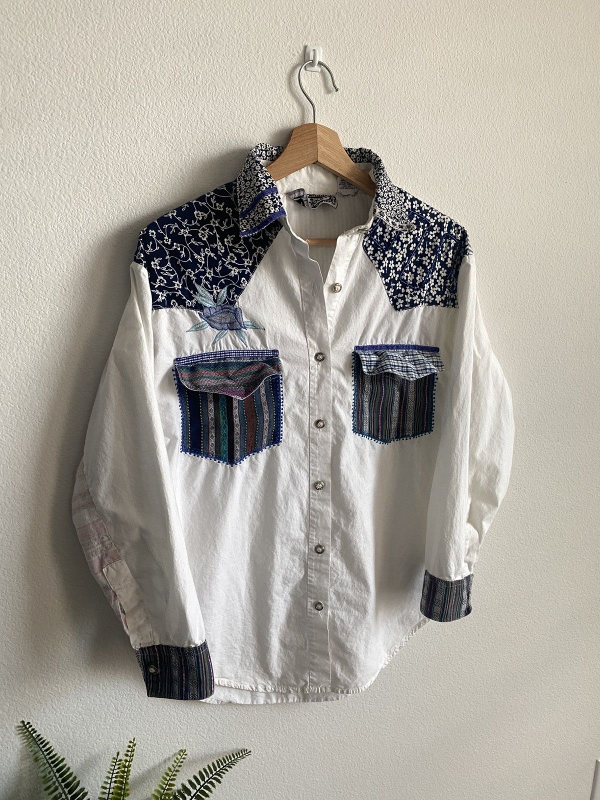 Vintage Vintage 90s Patchwork Button Up Shirt Size US S / EU 44-46 / 1 - 3 Thumbnail