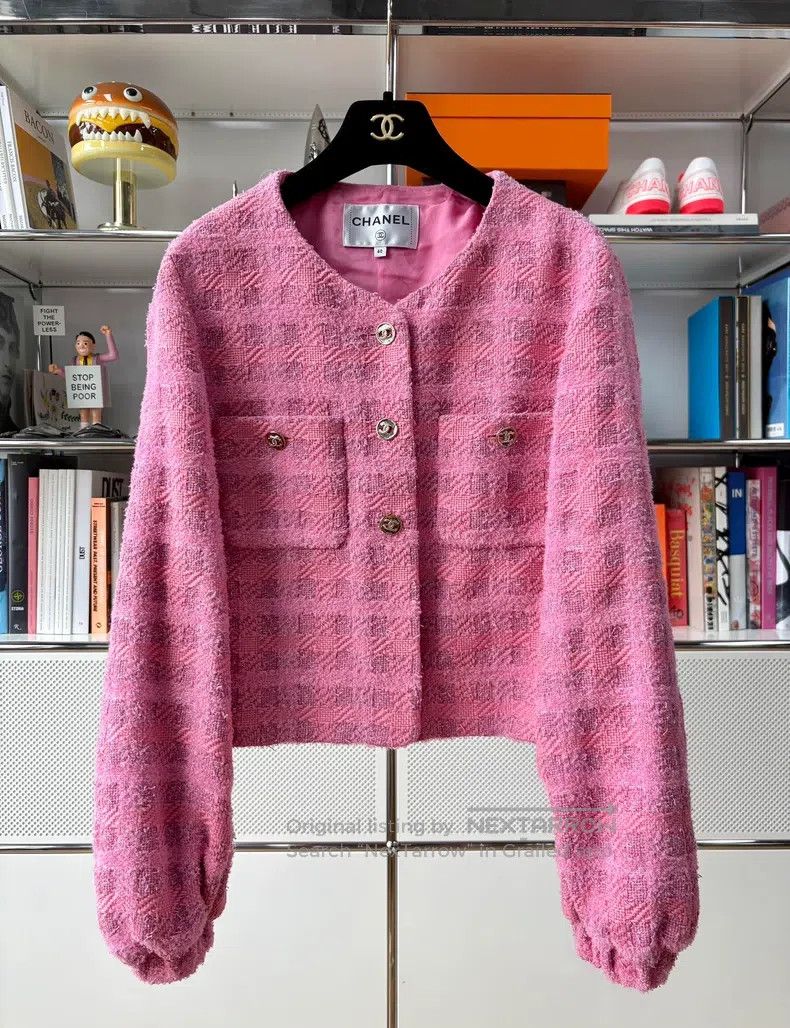 Chanel Chanel 24P pink lantern sleeve braided jacket Size S / US 4 / IT 40 - 1 Thumbnail
