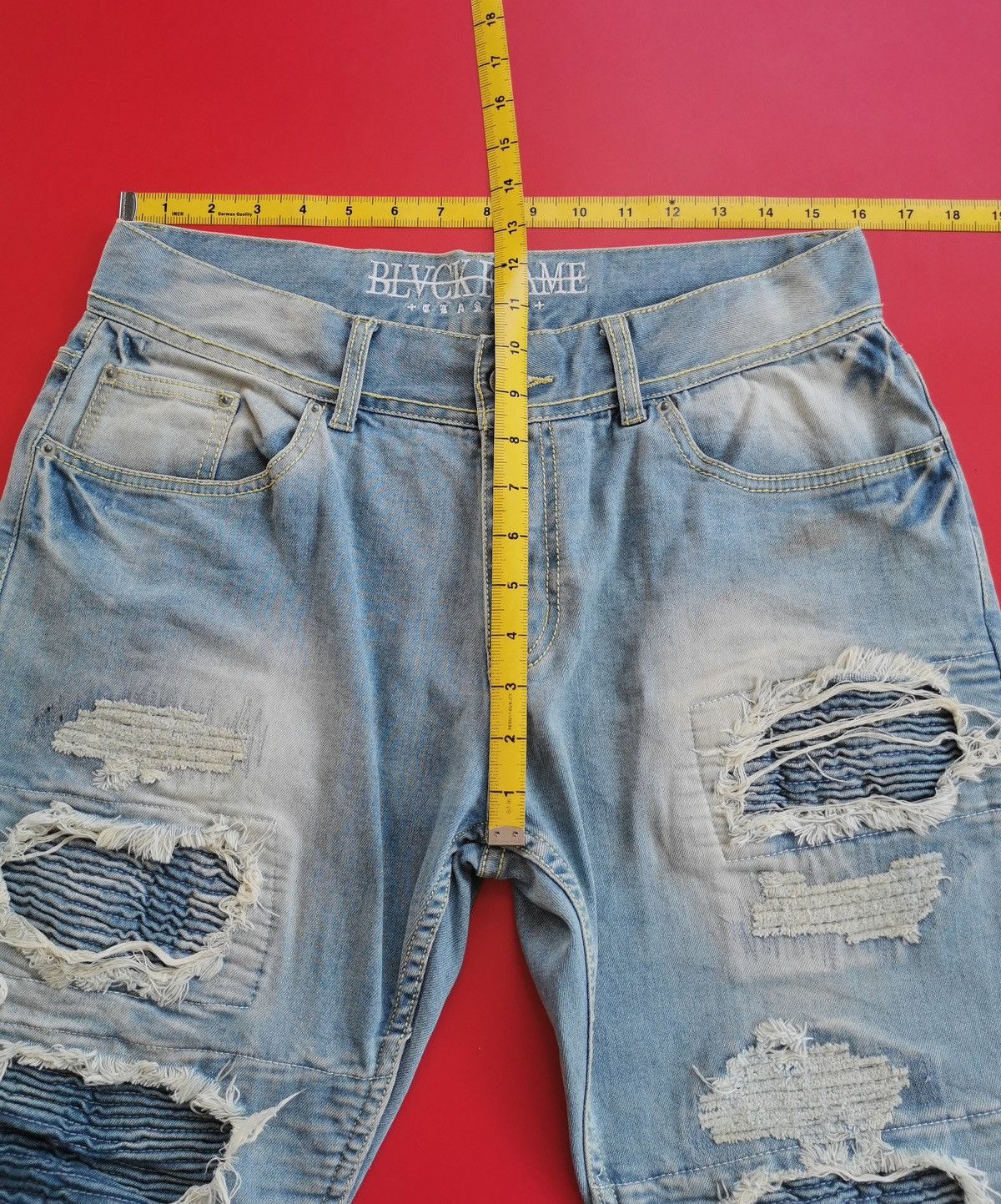 Seditionaries Black Flame Patchwork Distressed Zipper Biker Jeans Size US 32 / EU 48 - 13 Thumbnail