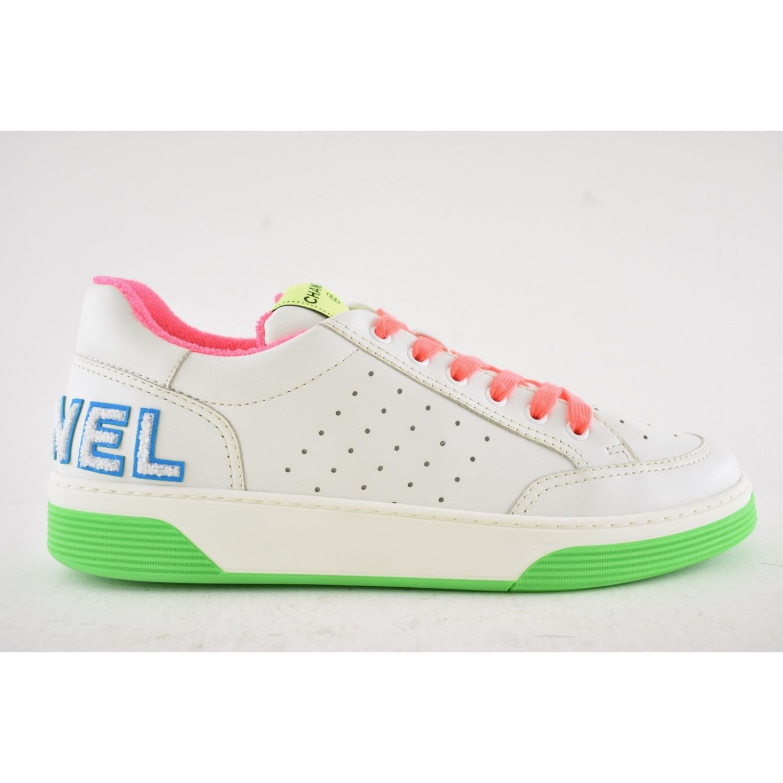 Chanel Chanel Mens 20P White Multicolor Neon CC Logo Flat Runner Size US 11 / EU 44 - 2 Thumbnail