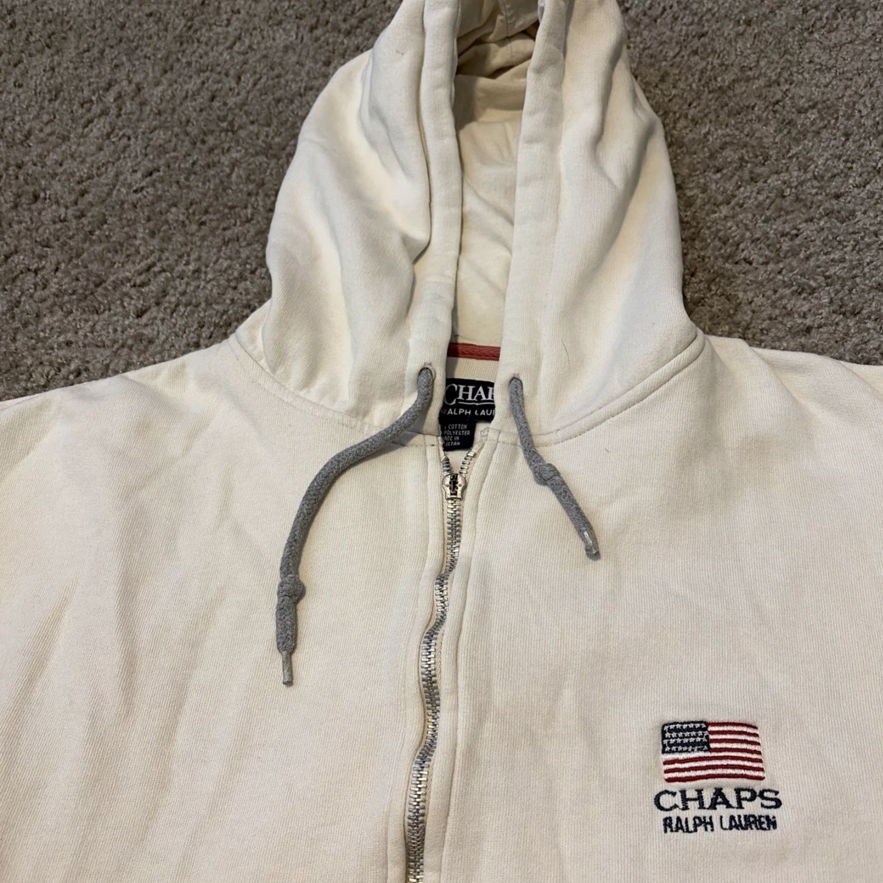 Chaps Chaps Ralph Lauren USA Flag White Full Zip Hoodie Sweatshirt M Unisex Adults Medium Hoodie USA Flag White Full Zip Mens Womens Size US M / EU 48-50 / 2 - 3 Thumbnail