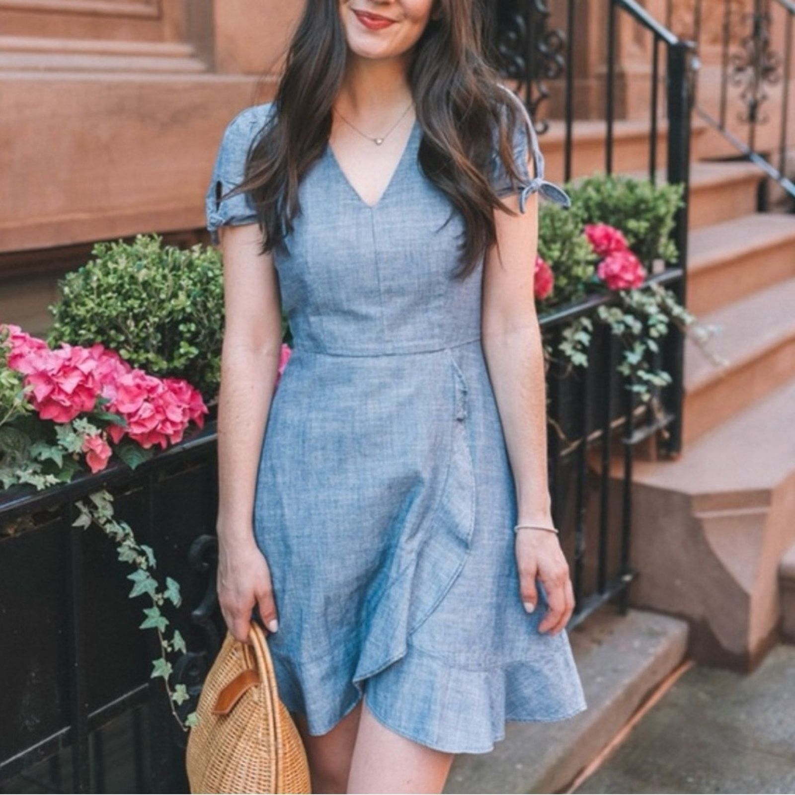 J.Crew J. Crew Chambray Faux-Wrap Dress Size M / US 6-8 / IT 42-44 - 14 Thumbnail