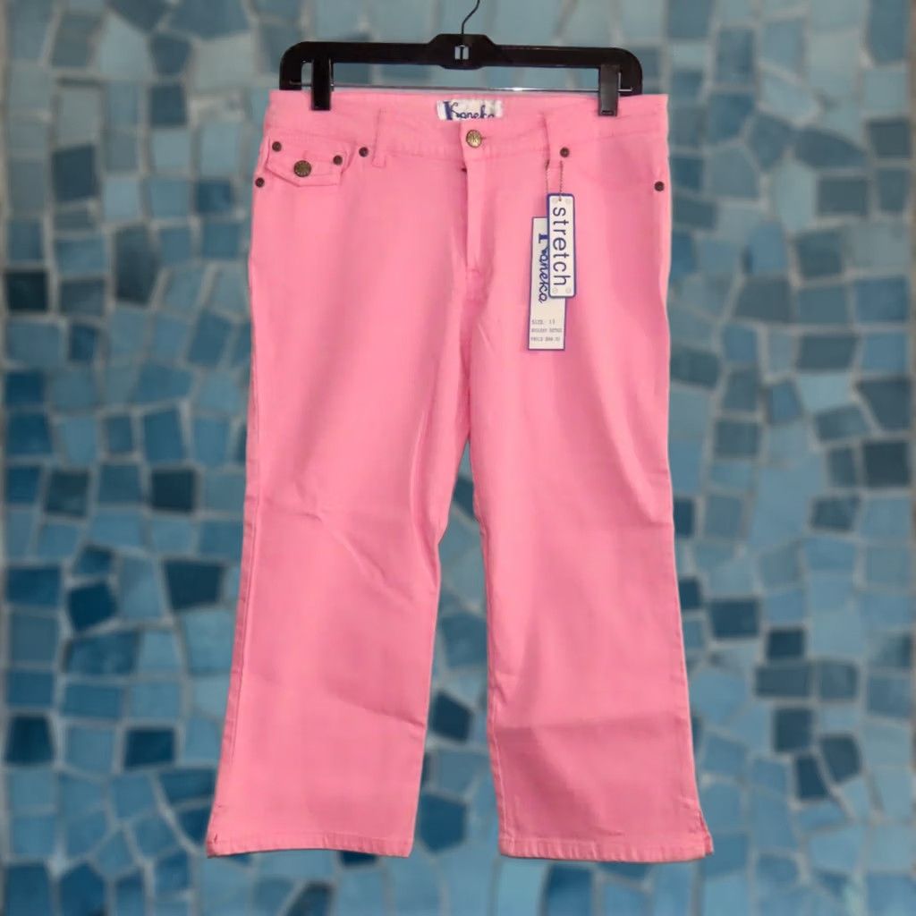 Pinko Kaneka Jeans Pink Stretch Capri Women's 13 Regular 32 in Inseam 20 in NWT Capri Pants Pink Capris Jeans Womens Regular 13 NWT Size 34" / US 12 / IT 48 - 1 Thumbnail