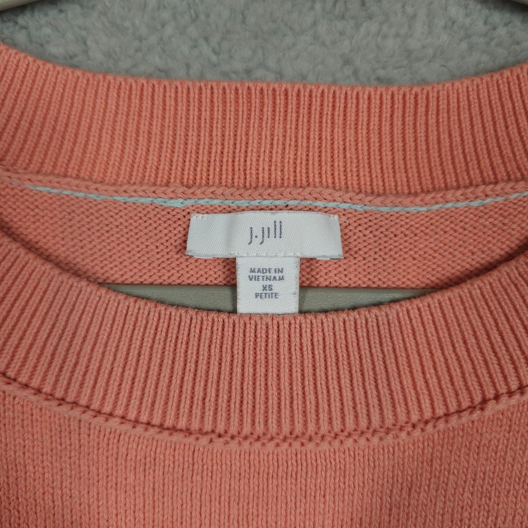 J. Jill J Jill Sweater Womens XSP Petite Coral Rib Knit Trim Pullover Crew Neck Casual Size XS / US 0-2 / IT 36-38 - 3 Thumbnail