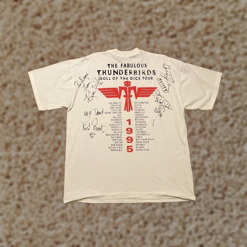 Tultex VINTAGE The Fabulous Thunderbirds Roll of the Dice Tour 1995 Signed Auto Shirt XL Size US XL / EU 56 / 4 - 1 Thumbnail
