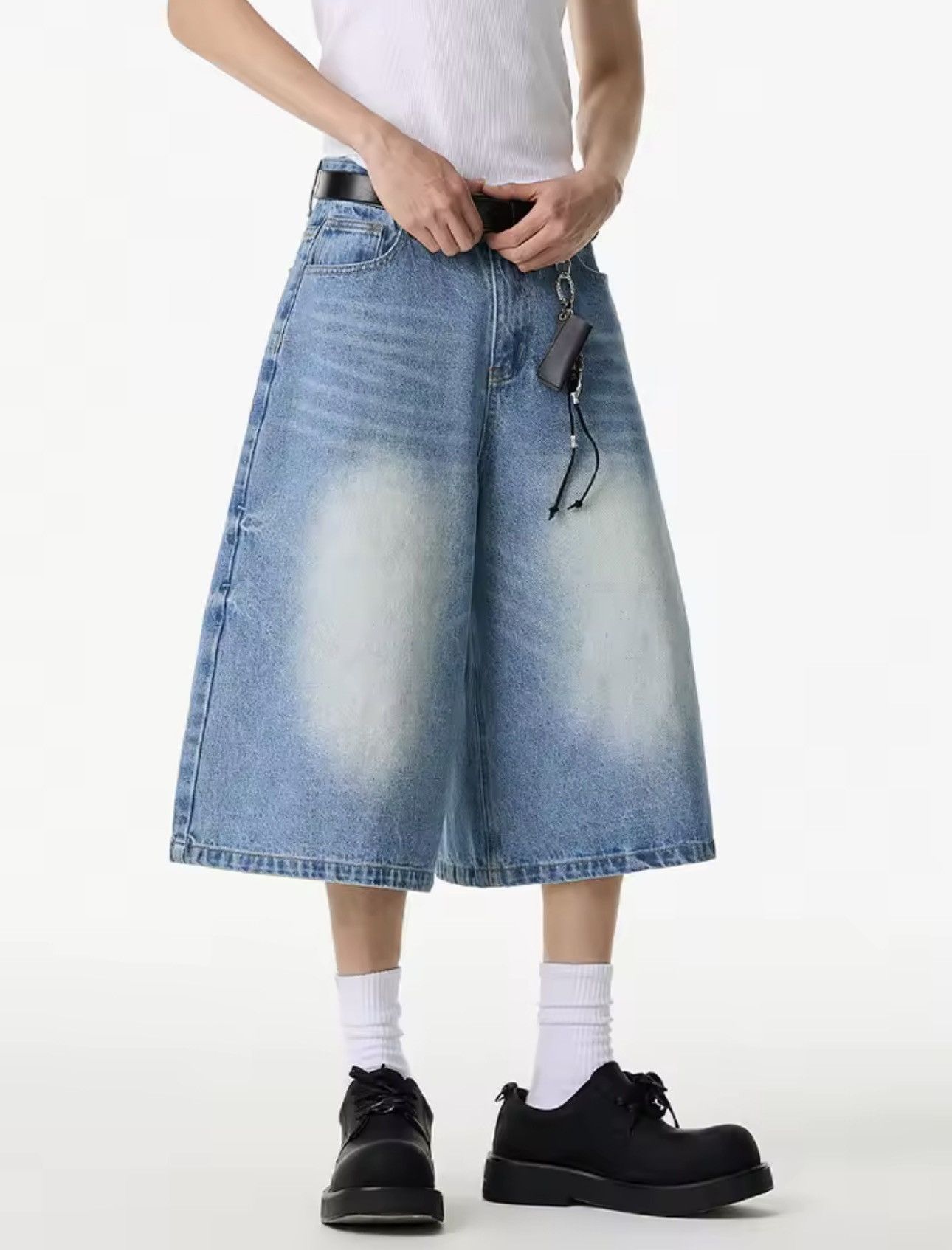 Other Streetwear Washed Blue Loose Wide Leg Hip Hop Jorts Size US 30 / EU 46 - 2 Thumbnail